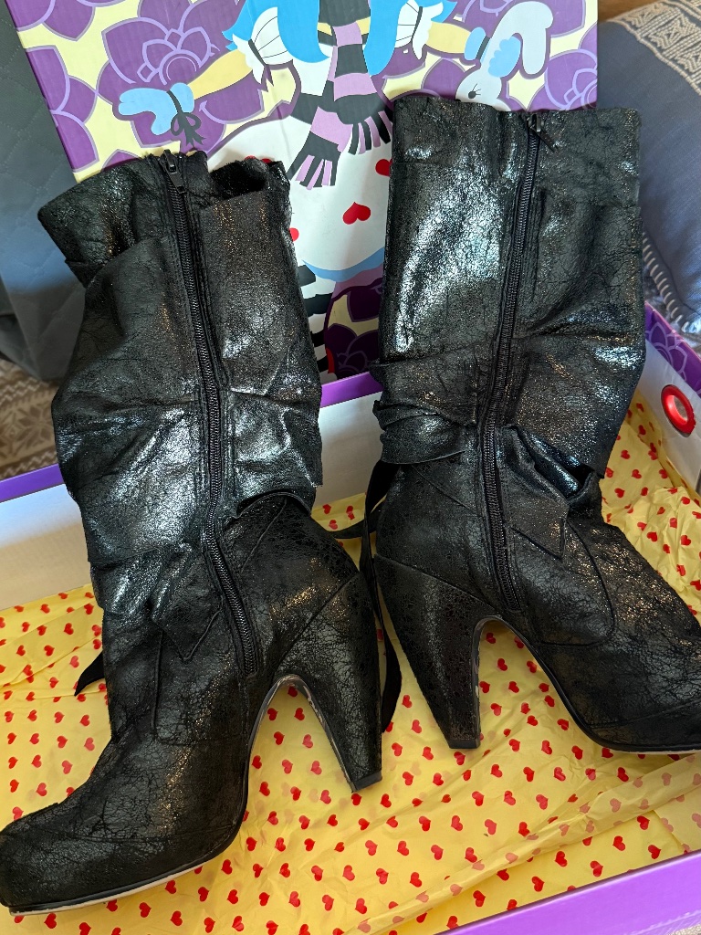 Irregular Choice Party Pants Black Leather Boots